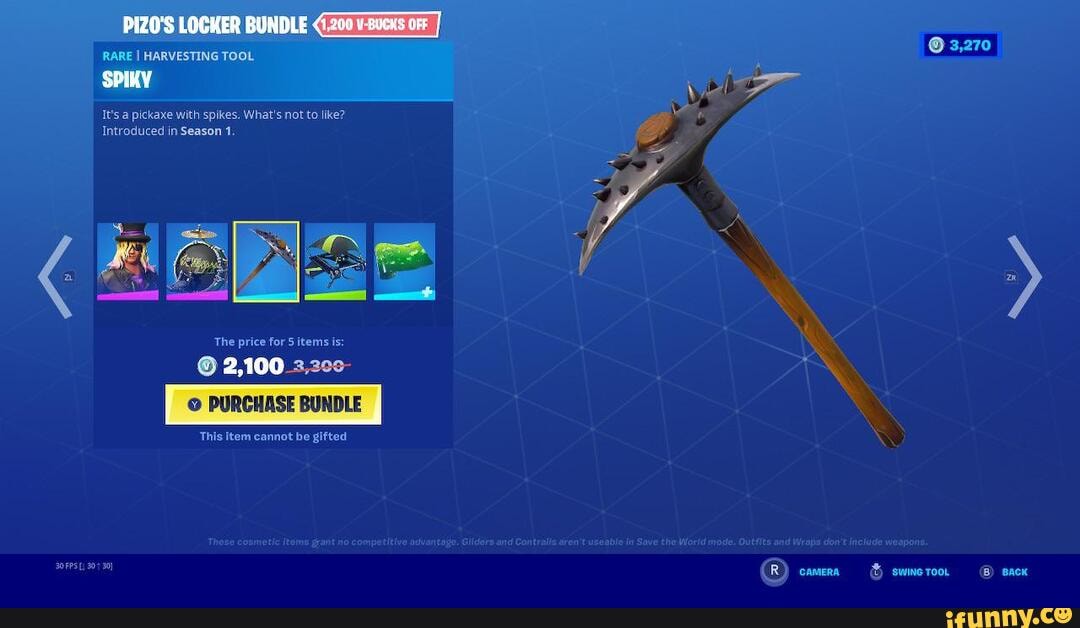 PIZO'S LOCKER BUNDLE RARE I HARVESTING TOOL SPIKY It's a pickaxe with ...