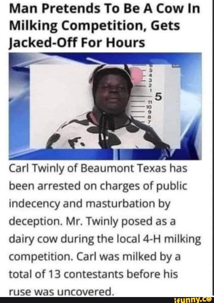 Man Pretends To Be A Cow In Milking Competition, Gets Jacked-Off For