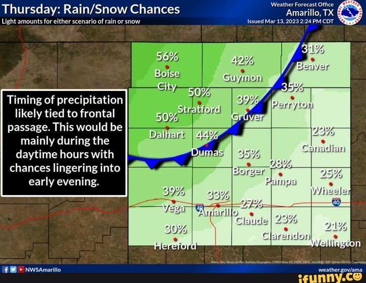 Thursday Chances Light amounts for either scenario of rain or snow