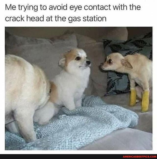 Me trying to avoid eye contact with the crack head at the gas station
