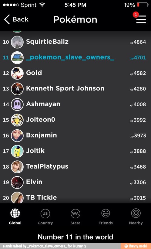 Back Pokémon
10
11
O -pokemon slave owners
12
13
® Kenneth Sport Johnson
14
O Ashmayan
Number 11 in the world
4864
4701
4582
4280
4008 - Number 11 in the world