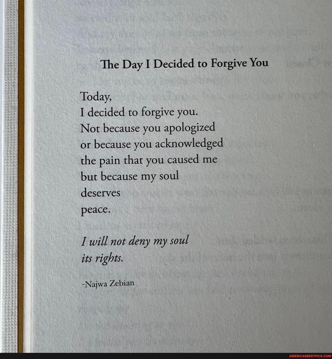 Najwa Zebian Today I Decided To Forgive You The Day I Decided To Forgive You Today, I Decided To Forgive You. Not  Because You