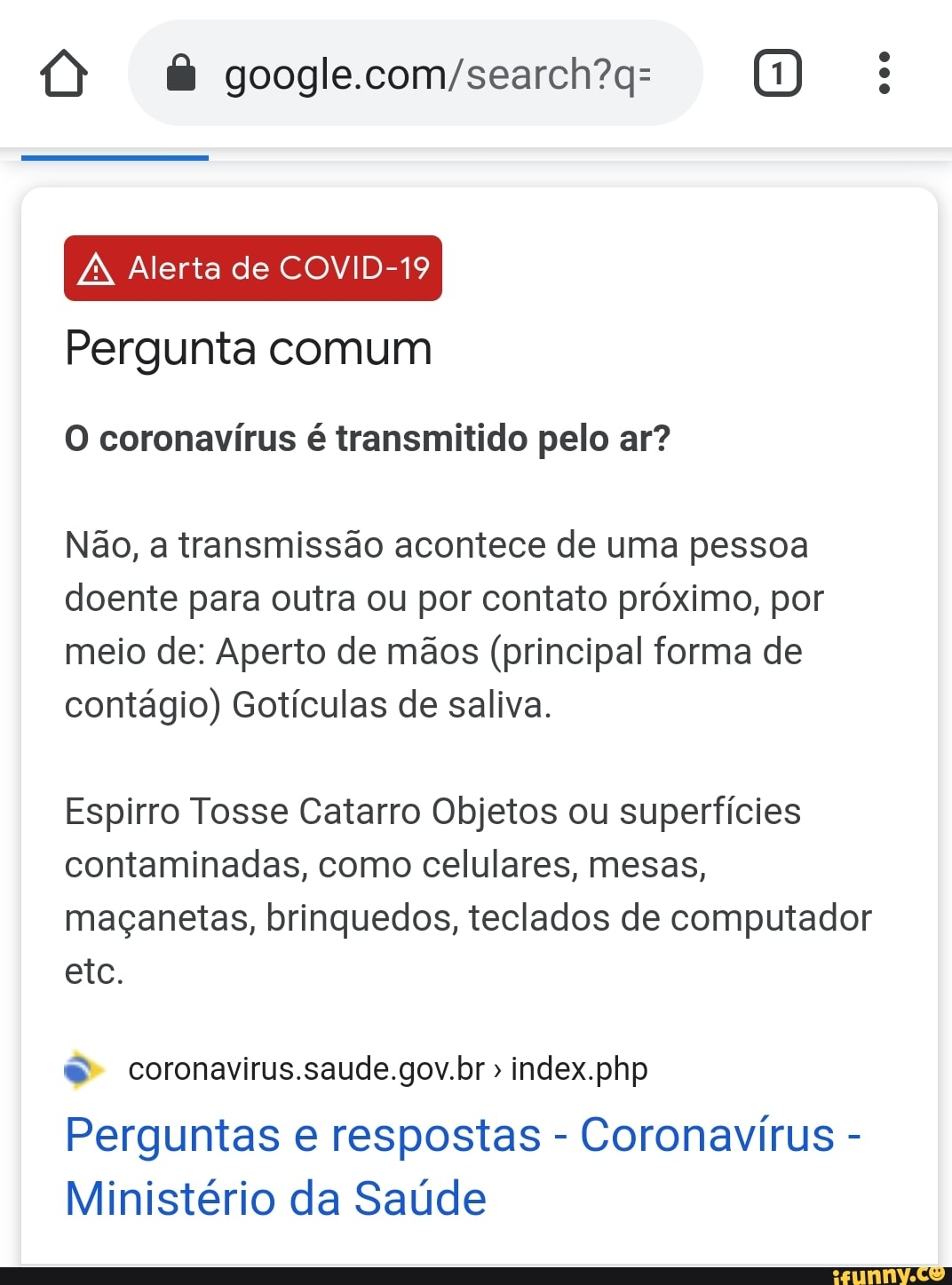 U 1 000 Alerta De Covid 19 Pergunta Comum O Coronavirus E Transmitido Pelo Ar Nao