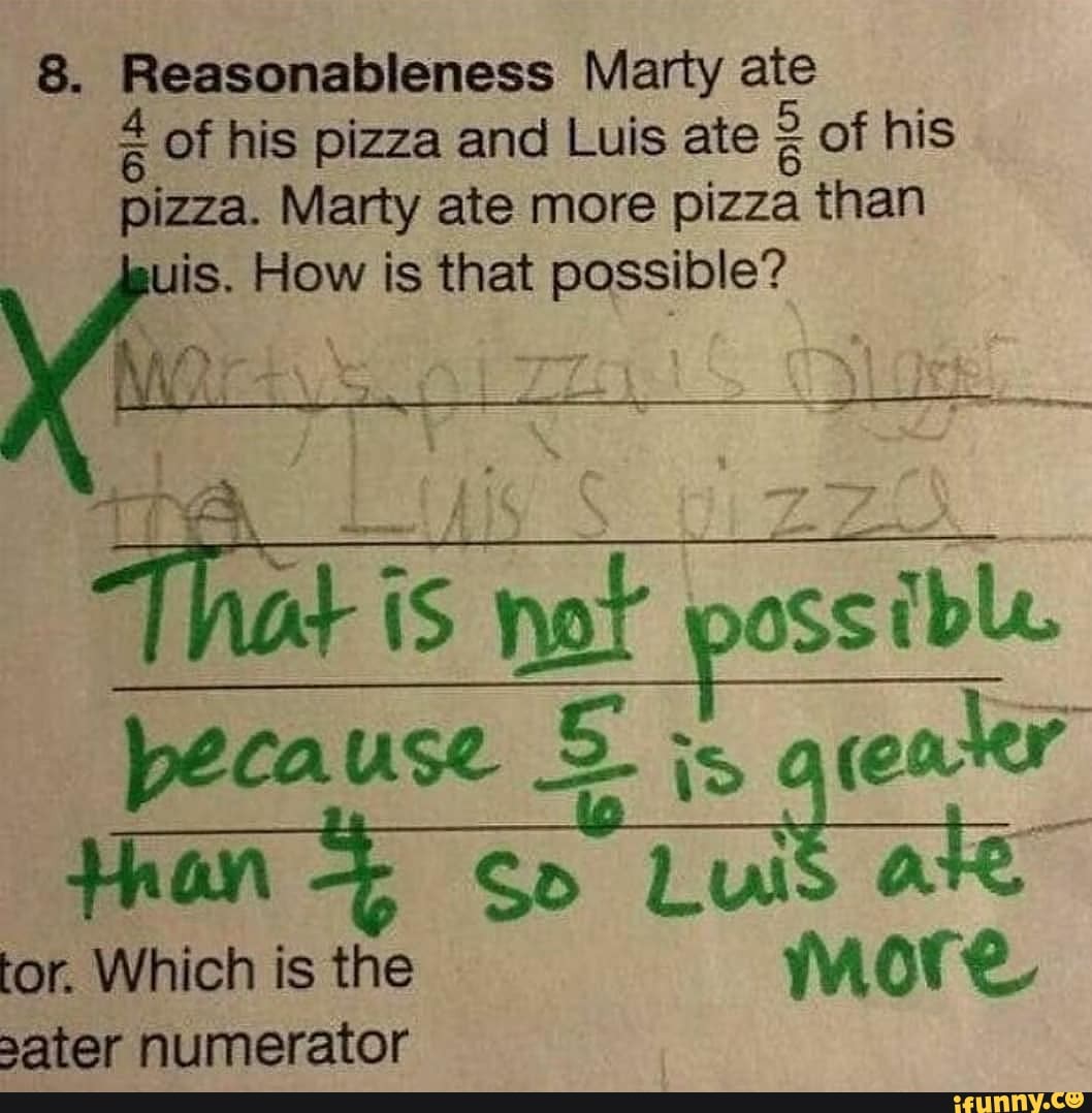 8. Reasonableness Marty ate 4 of his pizza and Luis ate of his pizza ...