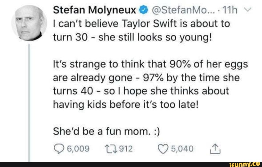 Ll Stefan Molyneux Stefanmo I Cant Believe Taylor Swift Is About To Turn 30 She Still 