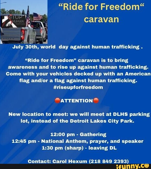"Ride for Freedom" caravan July 30th, world day against human
