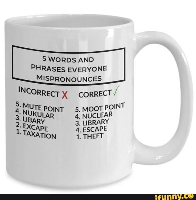 5 WORDS AND PHRASES EVERYONE MISPRONOUNCES INCORRECT X CORRECT MUTE 