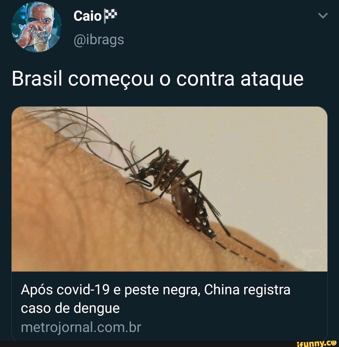 Após covid-19 e peste negra, China registra
caso de dengue