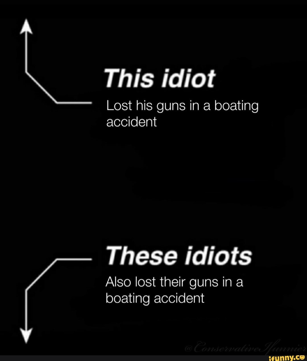 This idiot Lost his guns in a boating accident These idiots Also lost
