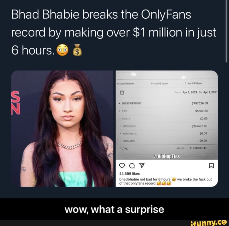 Bhad Bhabie Breaks The OnlyFans Record By Making Over $1 Million In ...