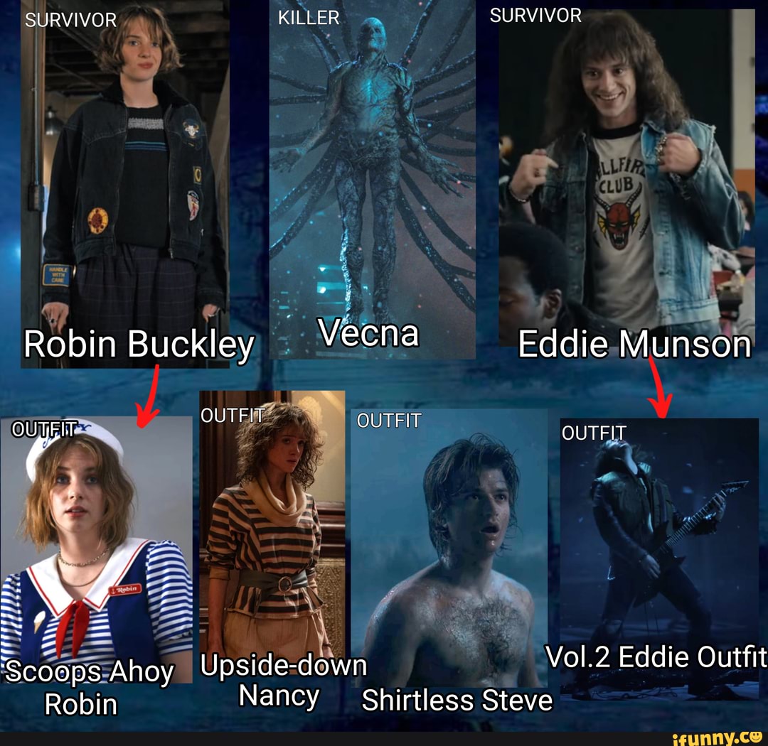 SURVIVOR KILLER SURVIVOR Robin Buckley Vecna Eddie Munson OUTFIT OUTFIT