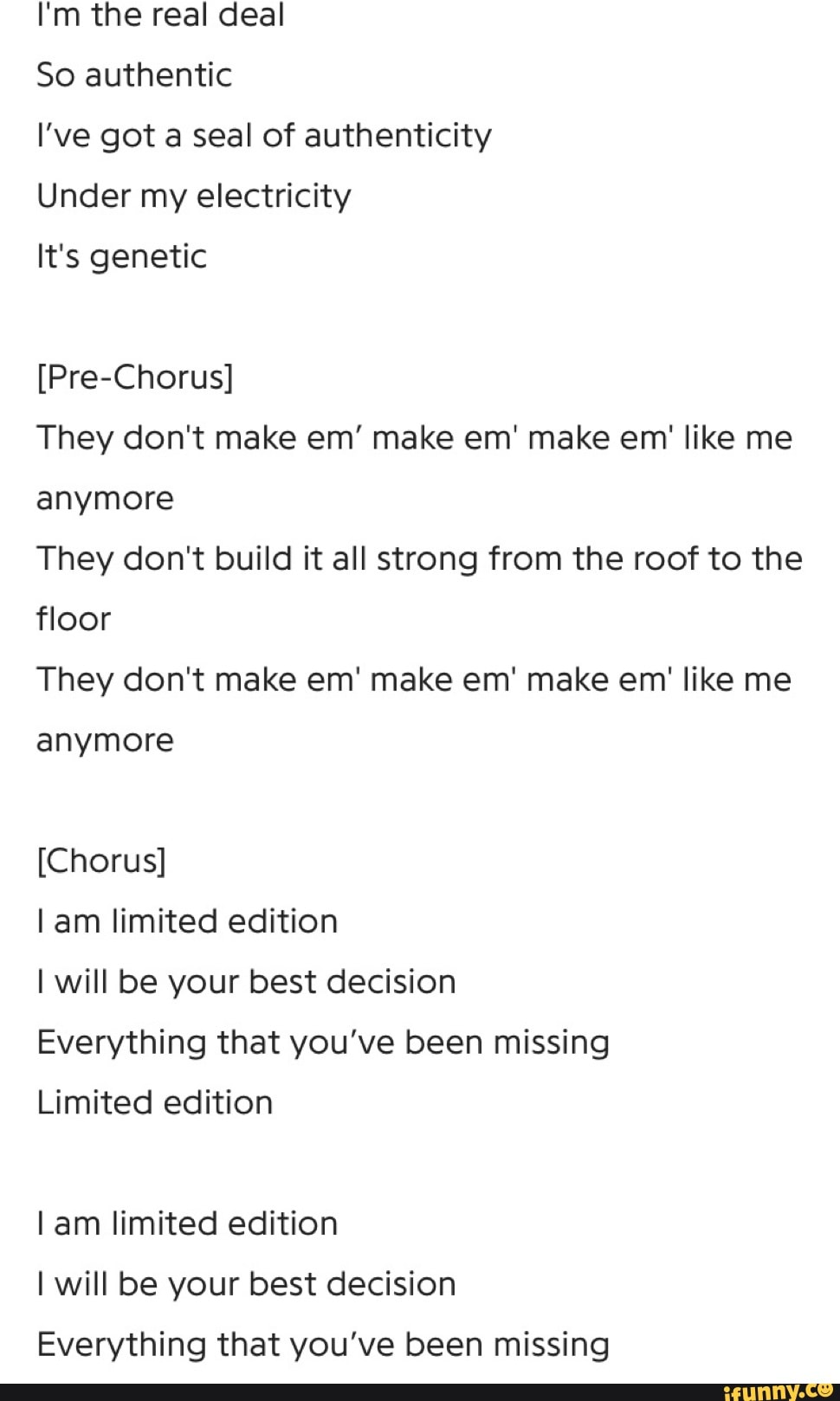 I'm the real deal 50 authentic I’ve got a seal of authenticity Under my ...