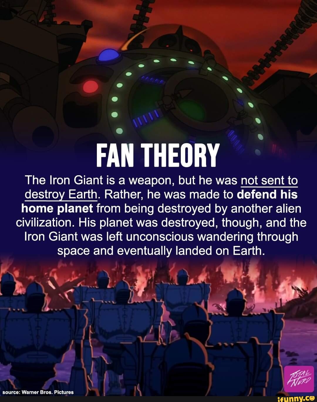 FAN THEORY The Iron Giant is a weapon, but he was not sent to destroy Earth.