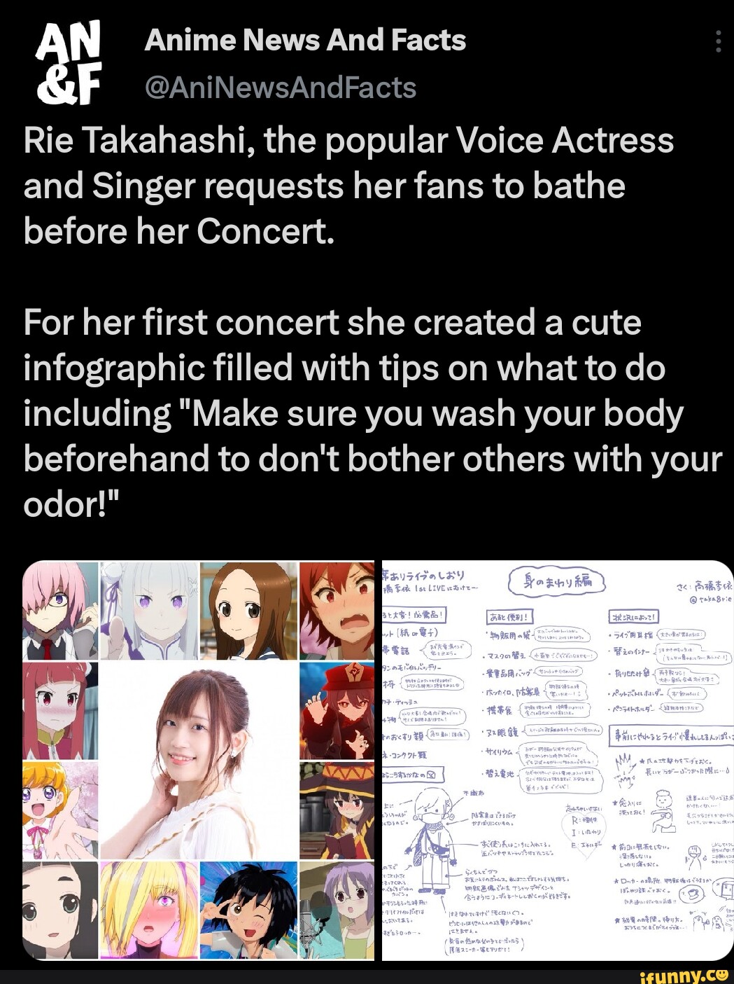 Anime News And Facts AniNewsAndFacts before her Concert odor Rie  Takahashi the popular Voice Actress and