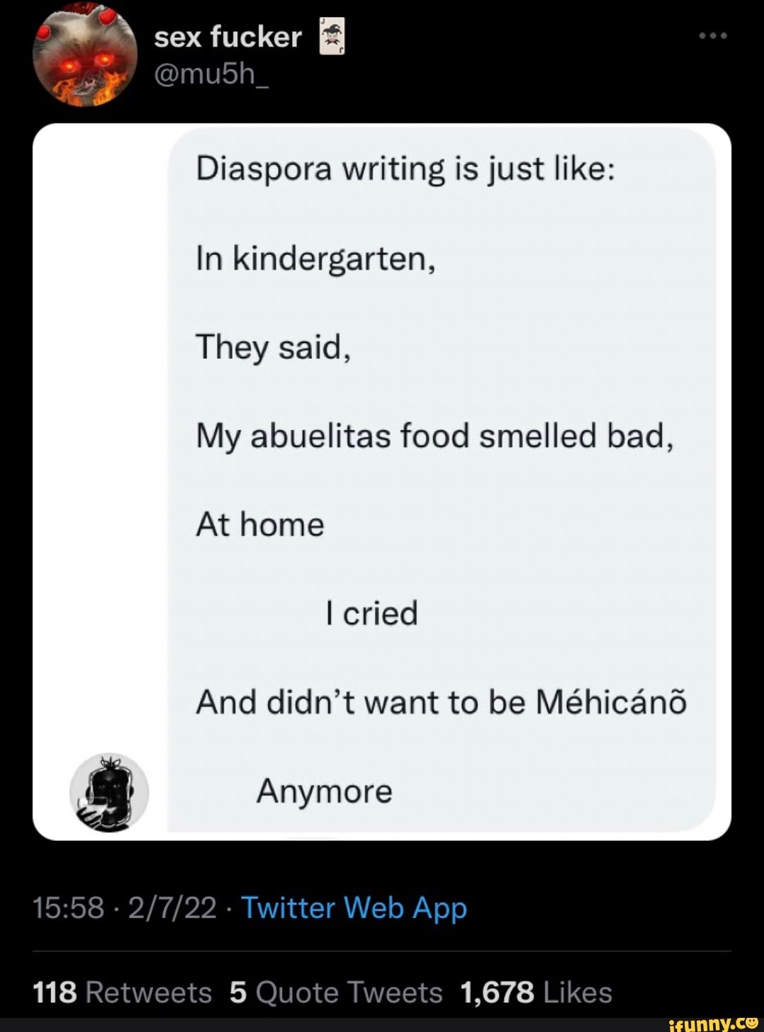 Sex Fucker Mush Diaspora Writing Is Just Like In Kindergarten They Said My Abuelitas Food 1739