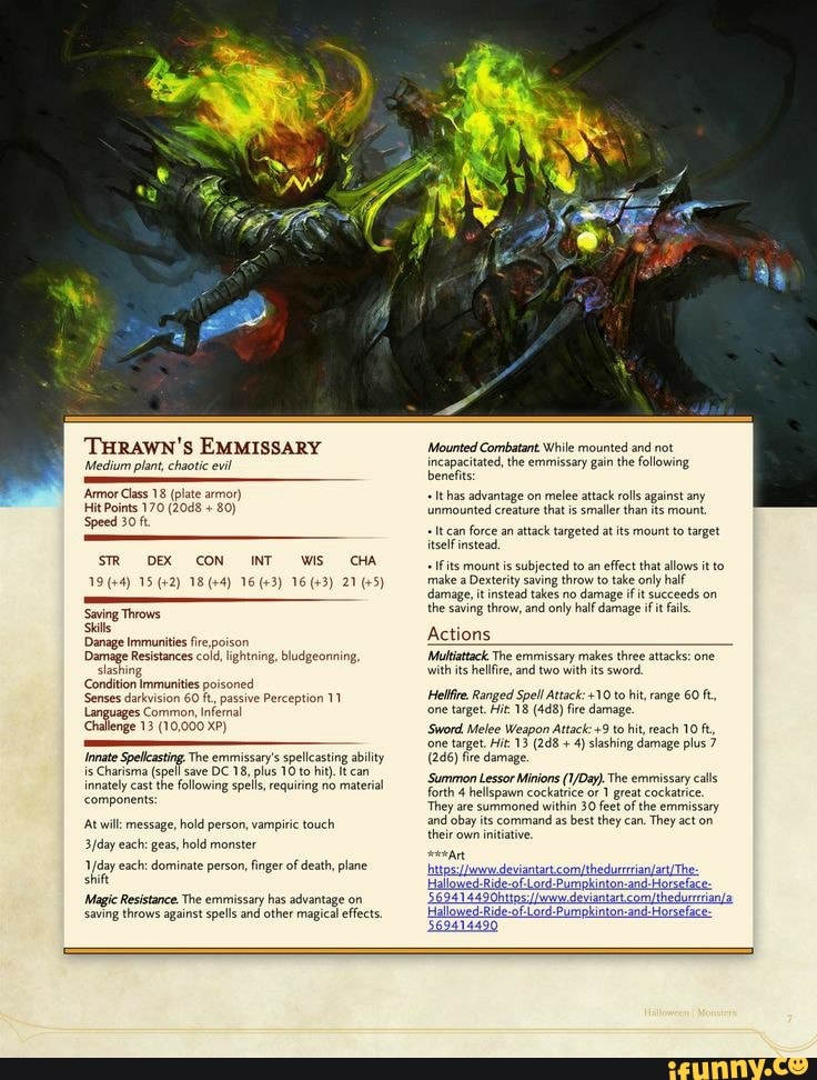 THRAWN'S EMMISSARY Medium plant, chaotic evil 'Armor Class 18 (pate armor) Hit Points 170 (20d8