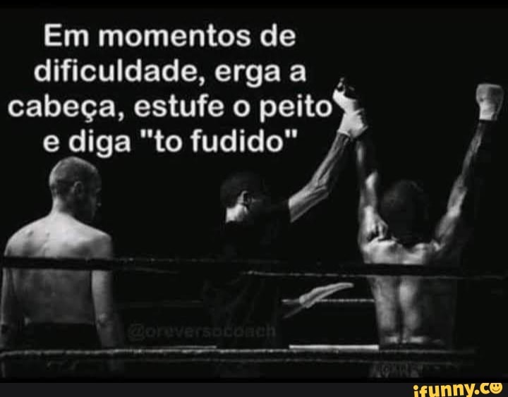 Em momentos de dificuldade, erga a cabeça, estufe o peito
e diga "to fudido"