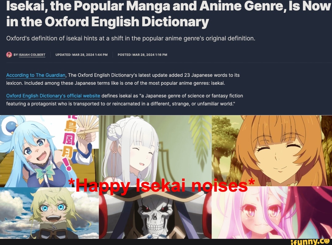 Isekai, the Popular Manga and Anime Genre, Is Now in the Oxford English