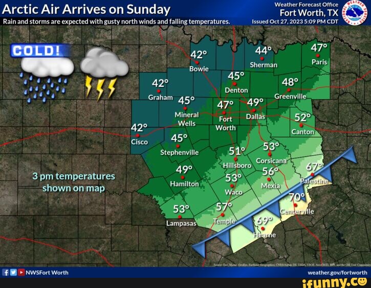 Arctic Air Arrives on Sunday Rain and storms are expected with gusty