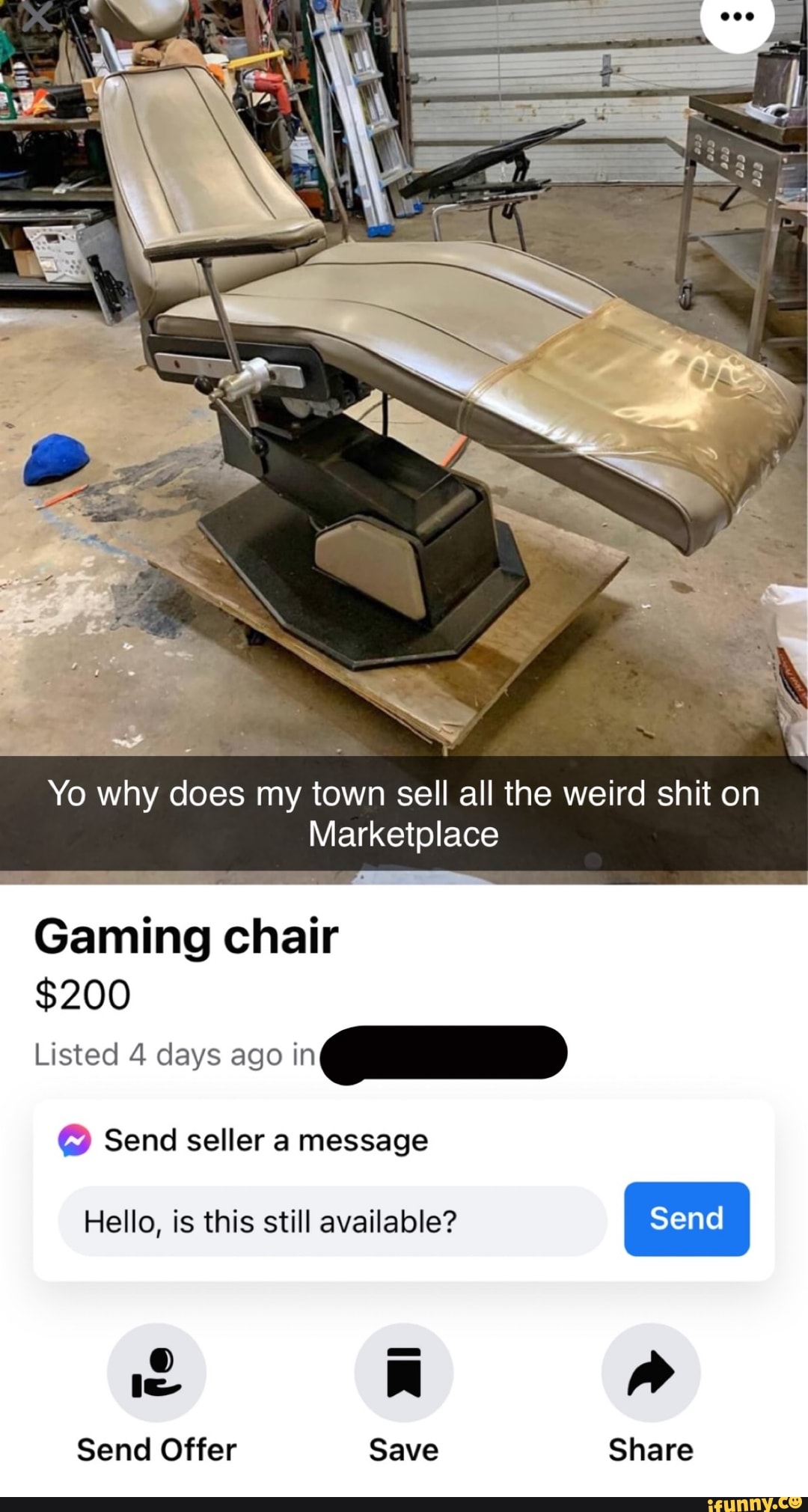 Yo why does my town sell all the weird shit on Marketplace Gaming chair ...