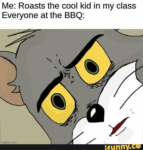 Me: Roasts the cool kid in my class
Everyone at the BBQ: