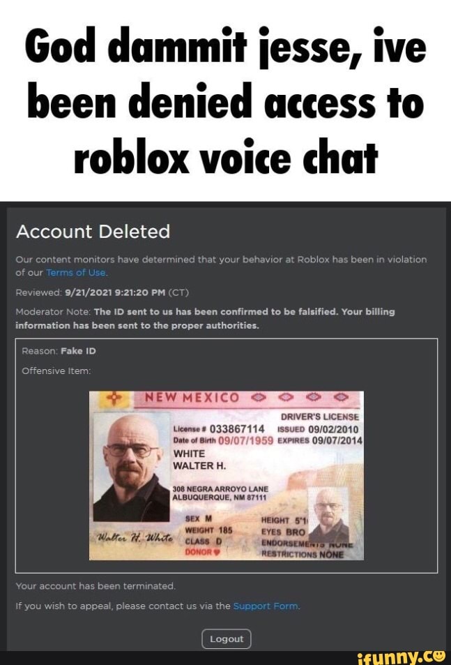 using a fake ID to get voice chat in roblox 