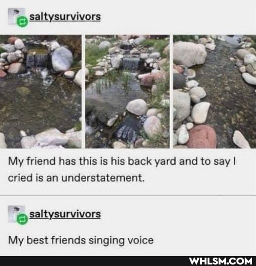 saltysurvivors
My friend has this is his back yard and to say I cried is an understatement.
'psalt survivors
Saltysurvivors
My best friends singing voice