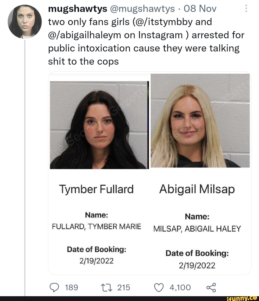 Mugshawtys @mugshawtys - 08 Nov two only fans girls (@/itstymbby and