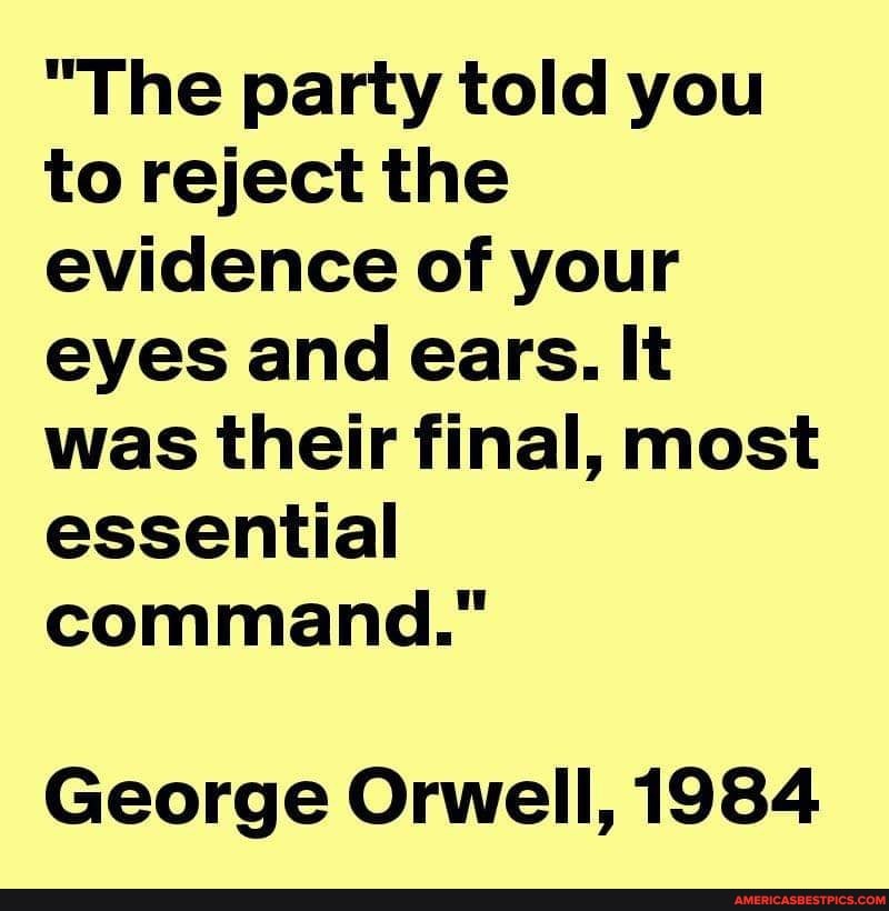 "The party told you to reject the evidence of your eyes and ears. It was their final, most essential command."
George Orwell, 1984