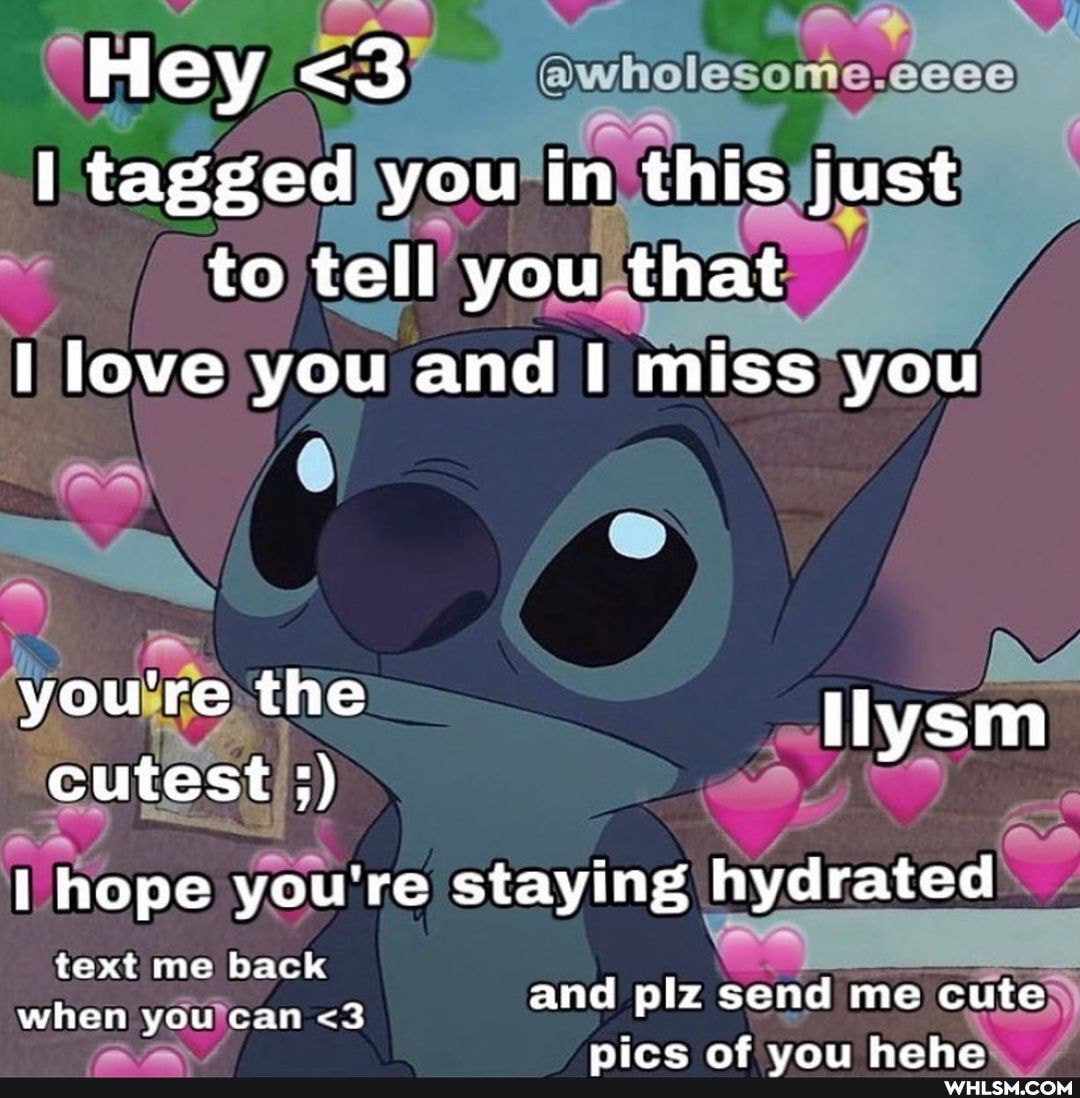 Hey <3 tagged you in this just to tell you that love you and miss you
you're the
Ilysm cutest
hope you're staying hydrated
text me back and plz send me cute
mine mf amis RRoaha
when you can <3