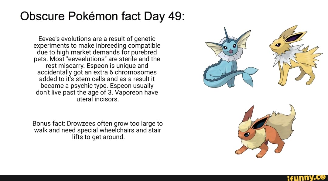 Obscure Pokemon fact Day 49: Eevee's evolutions are a result of genetic ...