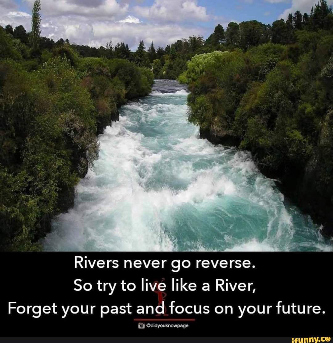 Rivers never go reverse. So try to live like a River, Forget your past ...