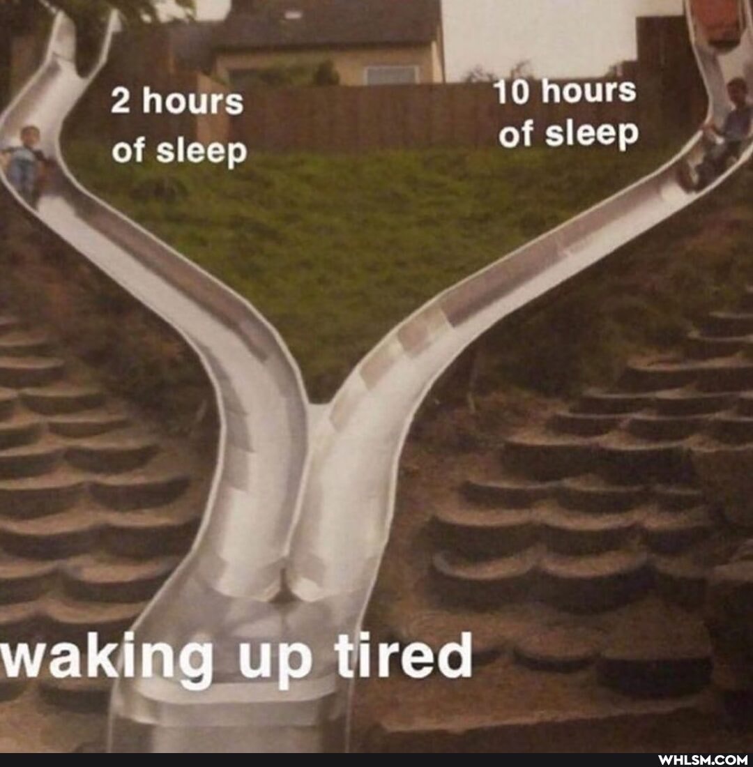 hours 10 Aours
of sleep of sleep
waking up tired