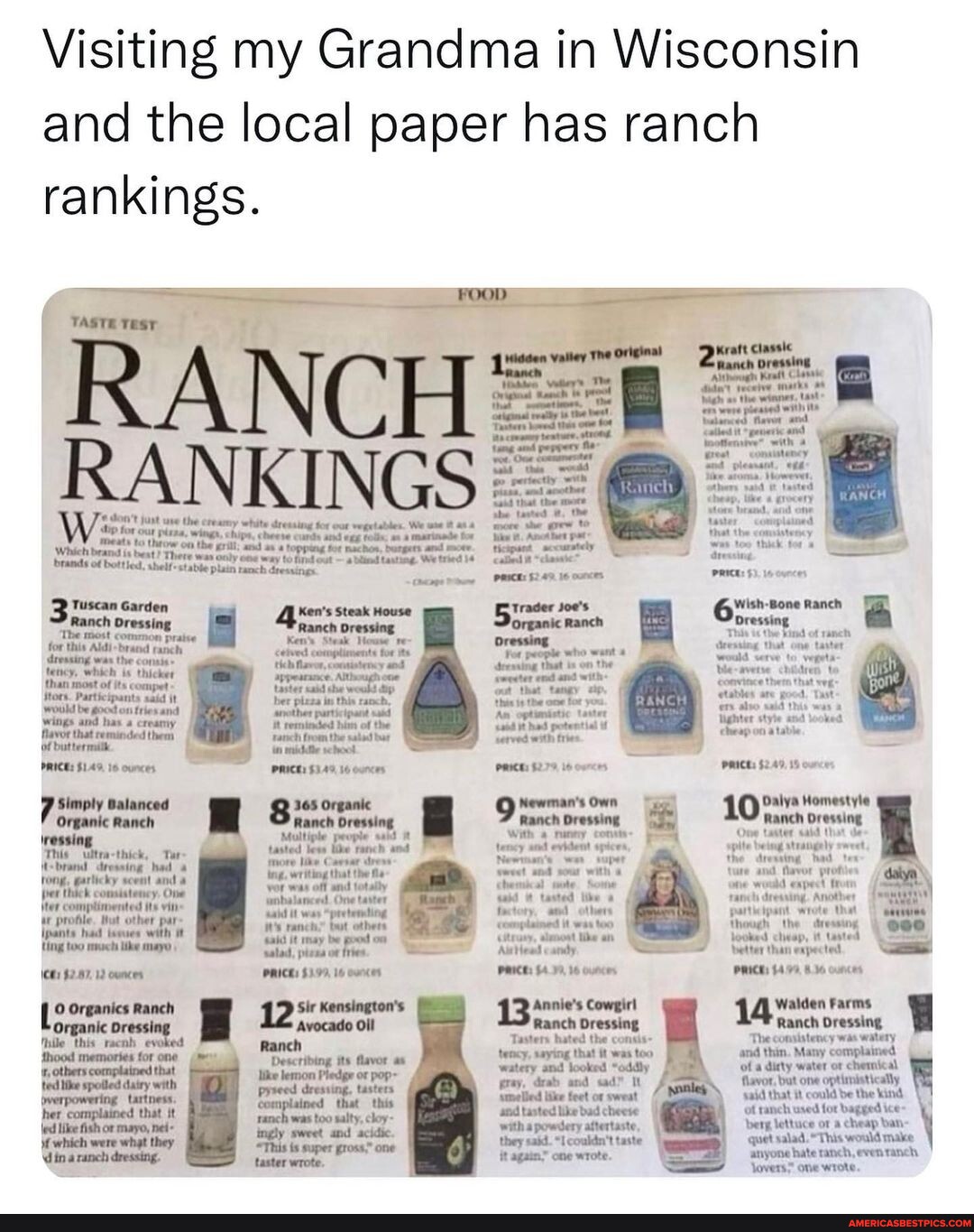 Every paper should require ranch rankings. Tap to buy a crewneck 🤝 Visiting my Grandma in