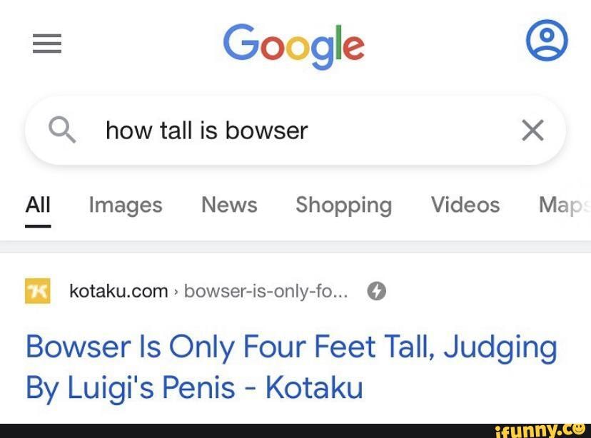 Google Q. how tall is bowser All Images News Shopping Videos Ma; bowser ...