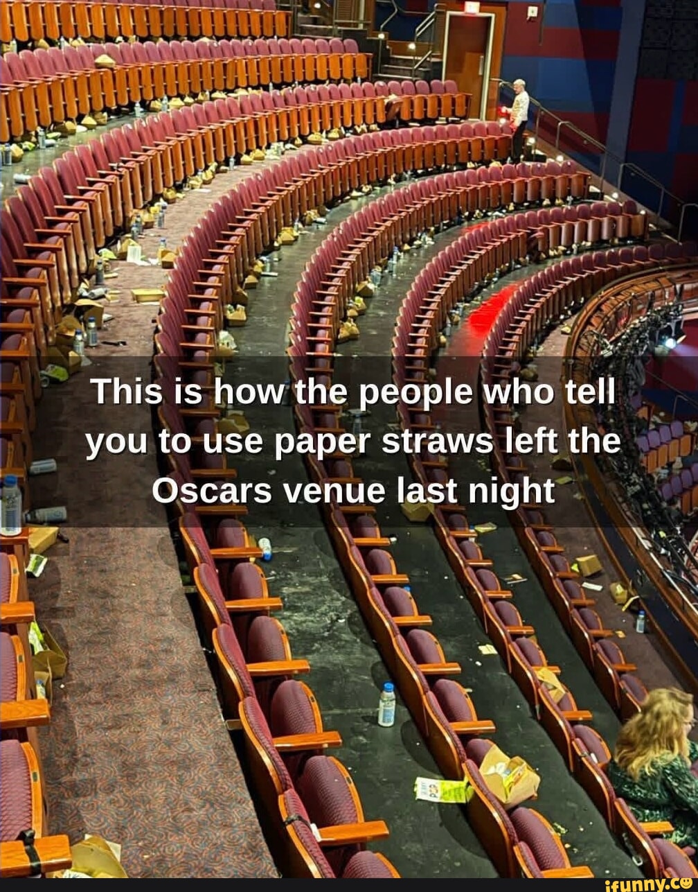 This is how the people who tell you to use paper straws left the Oscars venue last night