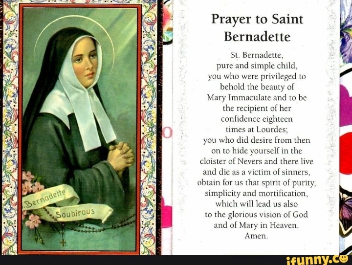 Prayer To Saint Bernadette St Bernadette Pure And Simple Child You   82eb97b017f0ab86b83e7d458964ef1c6689182f64906b3731ce72522abea798 1 