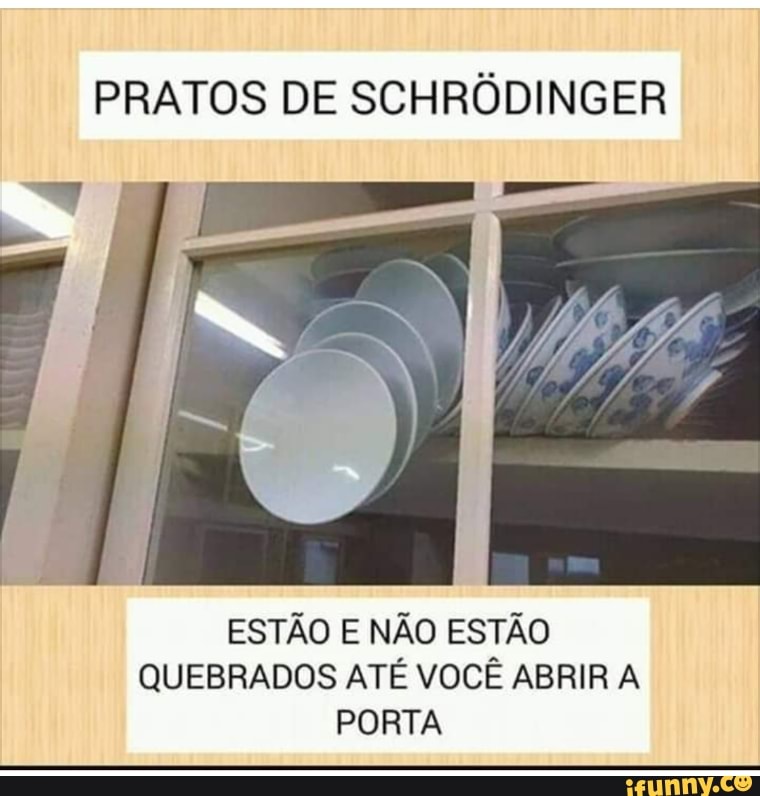 PRATOS DE SCHRÓDINGER
ESTÃO E NÃO ESTÃO
QUEBRADOS ATÉ VOCÊ ABRIR A
PORTA