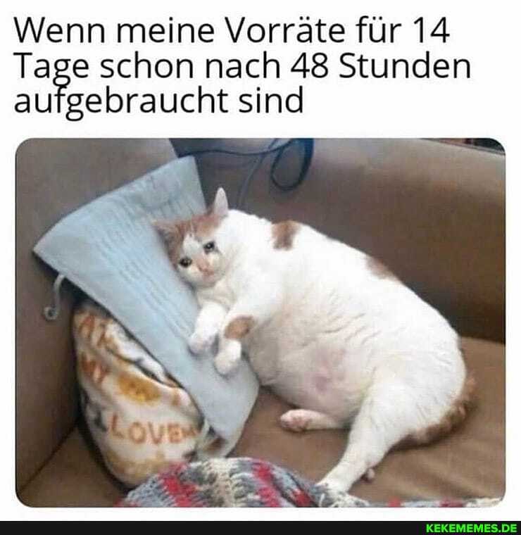 Wenn meine Vorräte für 14
Tage schon nach 48 sind Stunden aufgebraucht sind