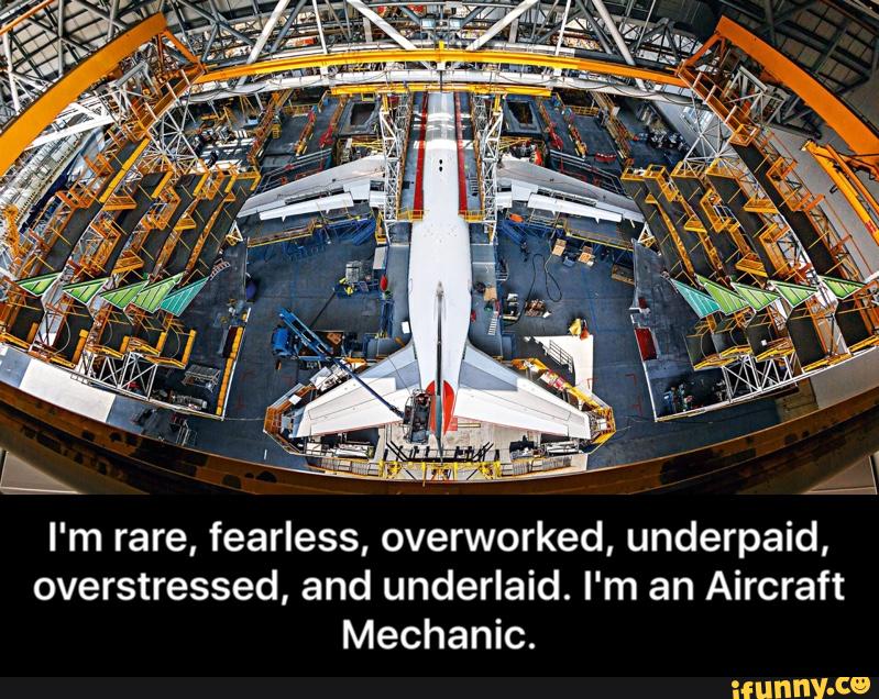 I'm rare, fearless, overworked, underpaid,
overstressed, and underlaid. I'm an Aircraft
Mechanic. - I'm rare, fearless, overworked, underpaid, overstressed, and underlaid. I'm an Aircraft Mechanic.