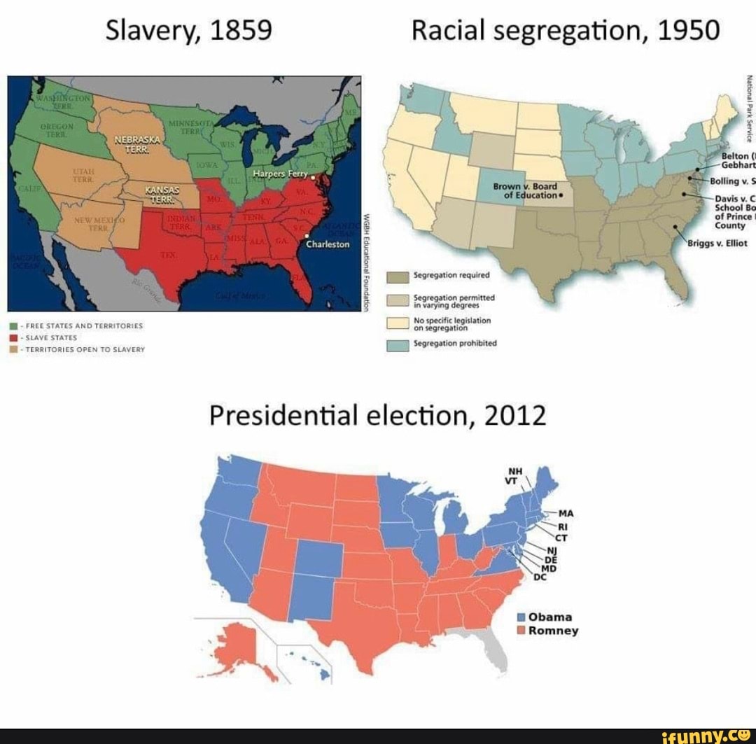 Slavery, 1859 Racial segregation, 1950 NEBRASKA TERR. Segregation