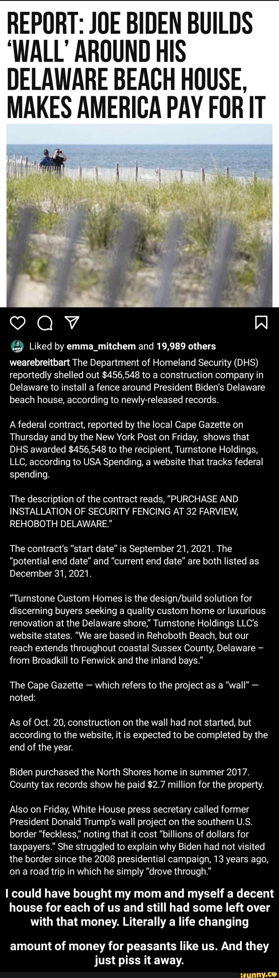 REPORT: JOE BIDEN BUILDS 'WALL' AROUND HIS DELAWARE BEACH HOUSE, MAKES ...