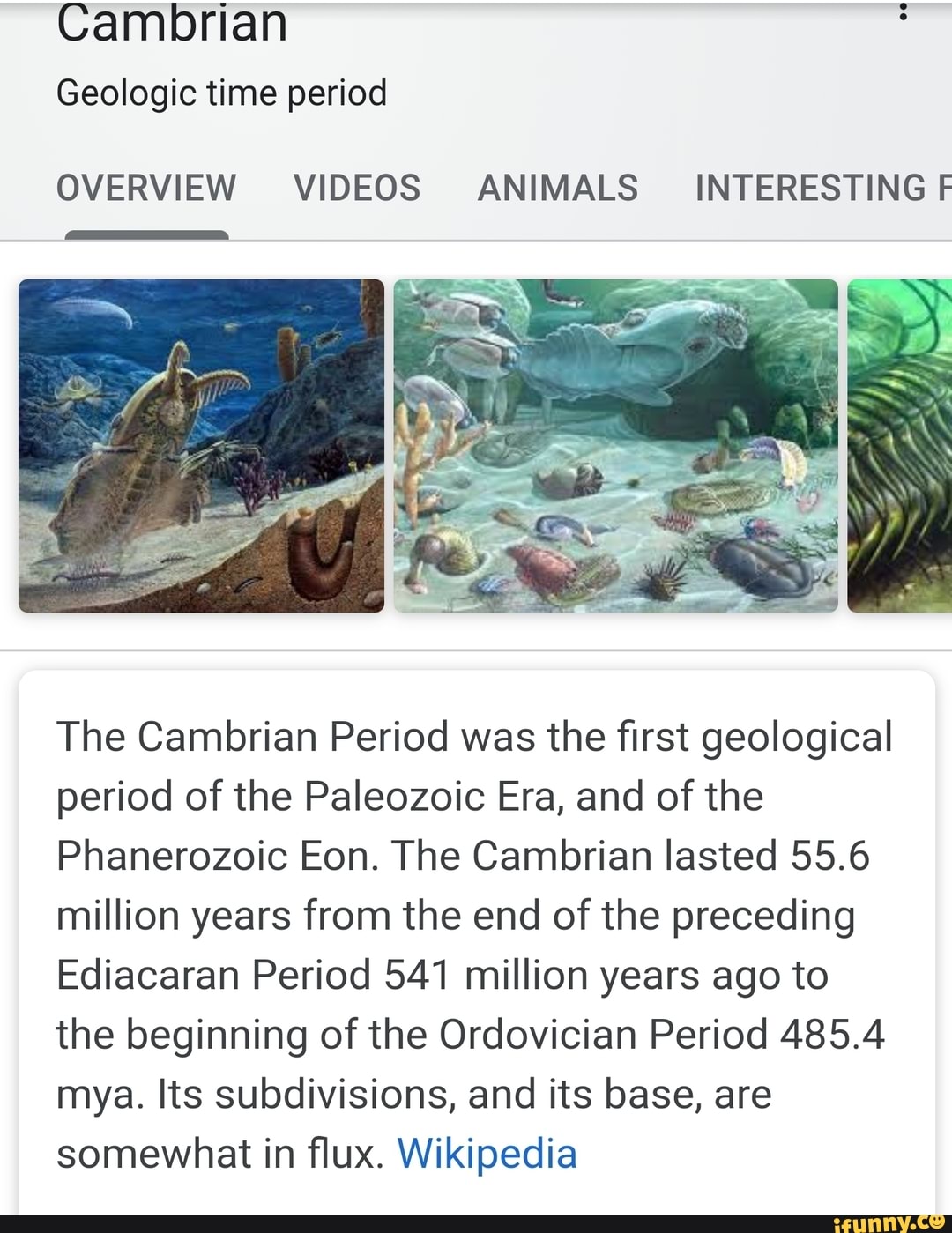 Cambrian OVERVIEW VIDEOS ANIMALS INTERESTINGF The Cambrian Period was ...