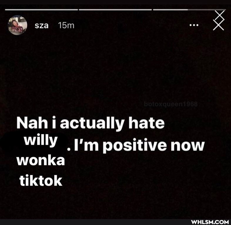 sza
Nah i actually hate
tiktok
willy I'm positive now wonka
xX