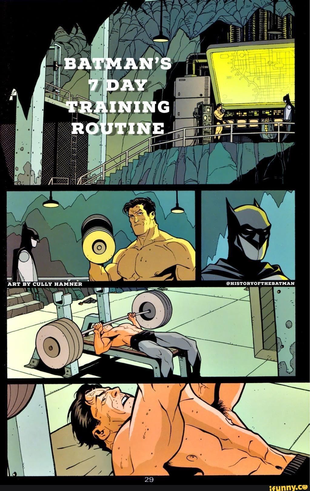 Batman’s workout routine: - BATMAN'S 7 DAY TRAINING ROUTINE ART BY ...