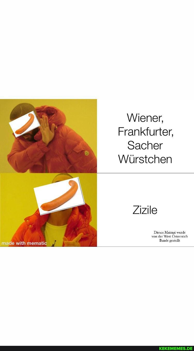 Wiener,
Frankfurter,
Sacher
Würstchen
Zizile
with