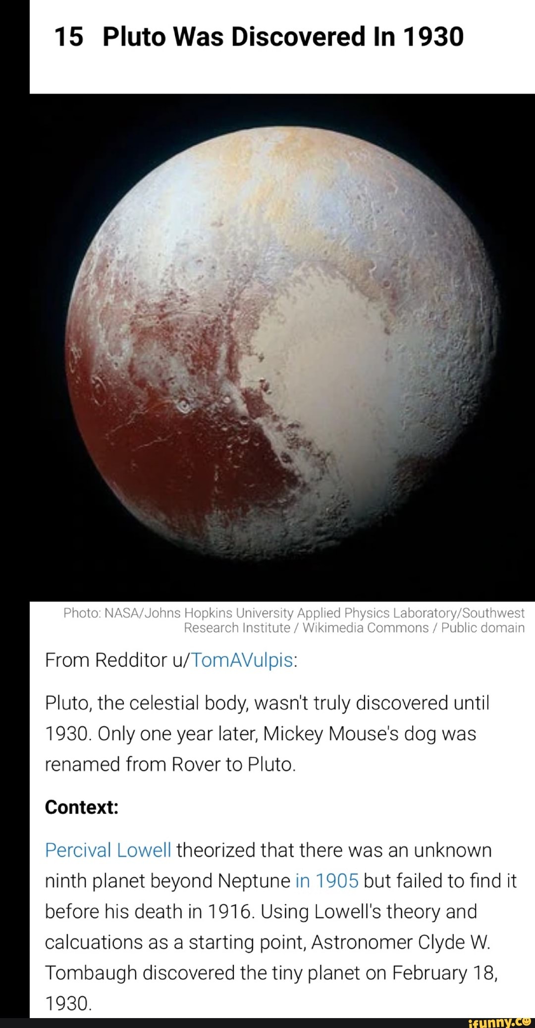 15 Pluto Was Discovered In 1930 Photo: ohns Hopk niversity Applied ...