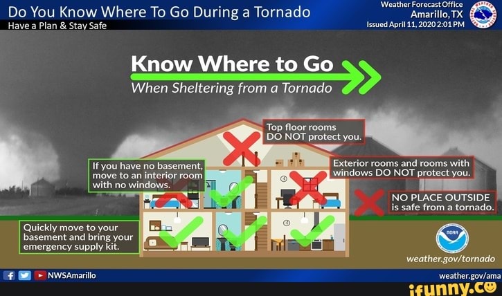 Do You Know Where To Go During a Tornado
Have a Plan 8 Stay Safe AA
Know Where to Go 3>
When Sheltering from Tornado