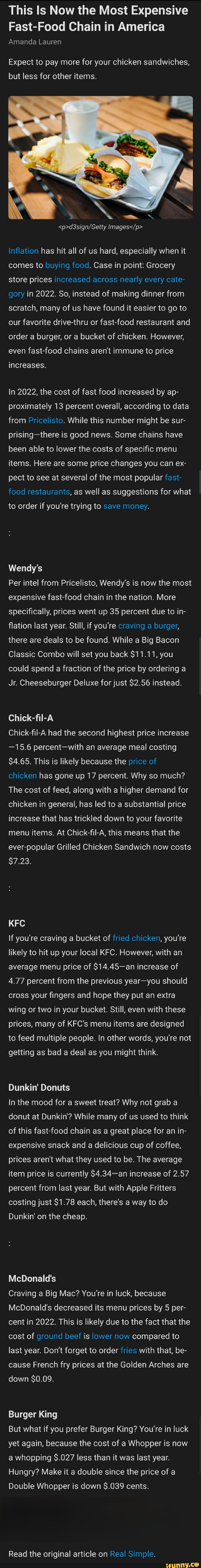 This Is Now The Most Expensive Fast-Food Chain In America Amanda Lauren ...