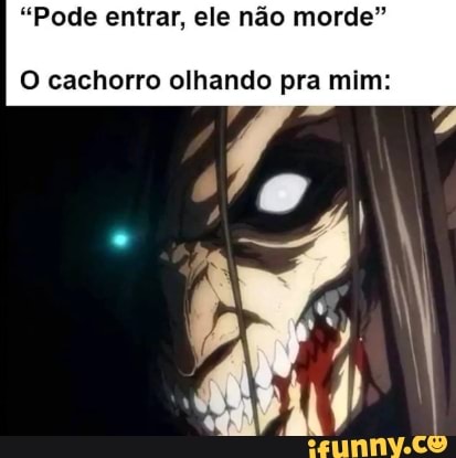 "Pode entrar, ele não morde"
O cachorro olhando pra mim:
